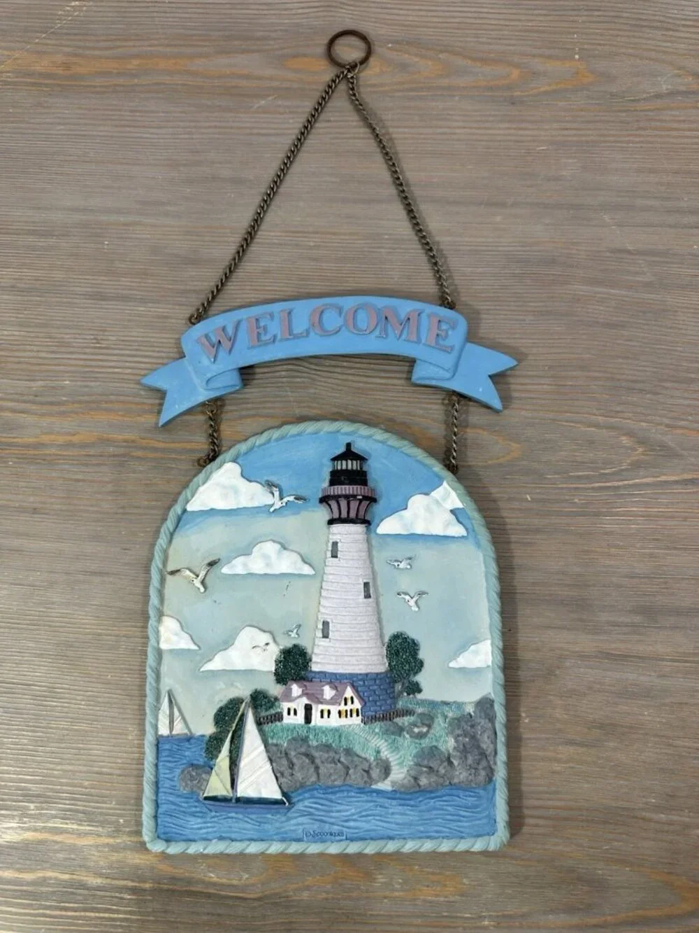 Spoontiques 3D Lighthouse Hanging Welcome Sign Plaque 10x7 Read